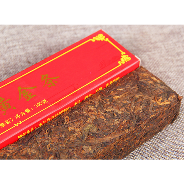 TeaAncient Tree Pu'er Tea Black Tea 300g Puerh Ripe Tea Aged Golden Bar Spring Tea