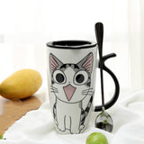 Coffee Cup With Lid And Spoon Cartoon Cat Milk Tea Cup Novelty Gift Ceramic Mug