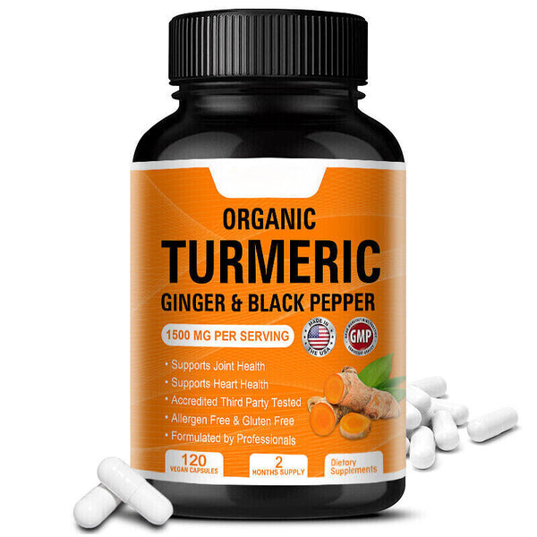 Turmeric Curcumin with Ginger & Black pepper 1500mg Triple Strength 120 Capsules