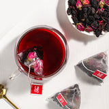 Floral Herbal Pyramid Bags Hibiscus Rose Mulberry Tea