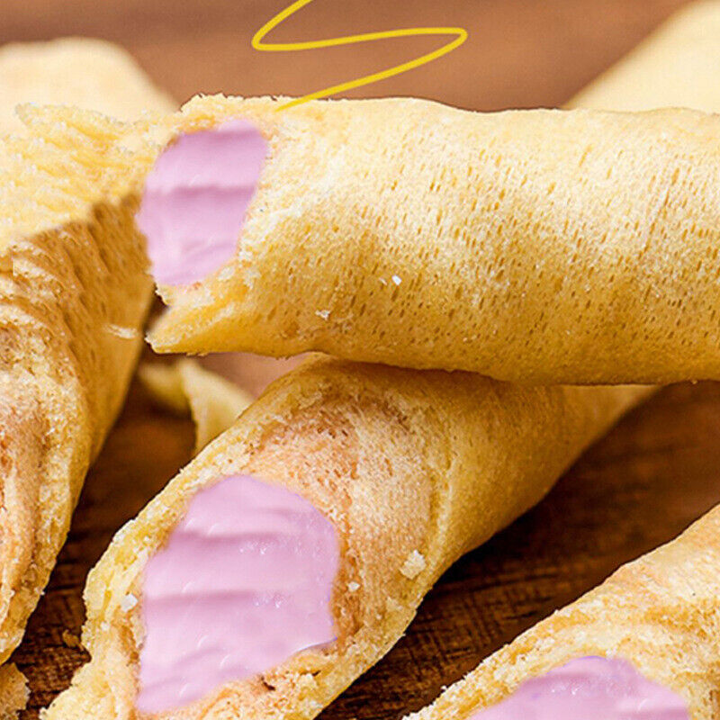 New Taro Milk Filled Egg Roll Crispy Snack with Rich Creamy Flavor