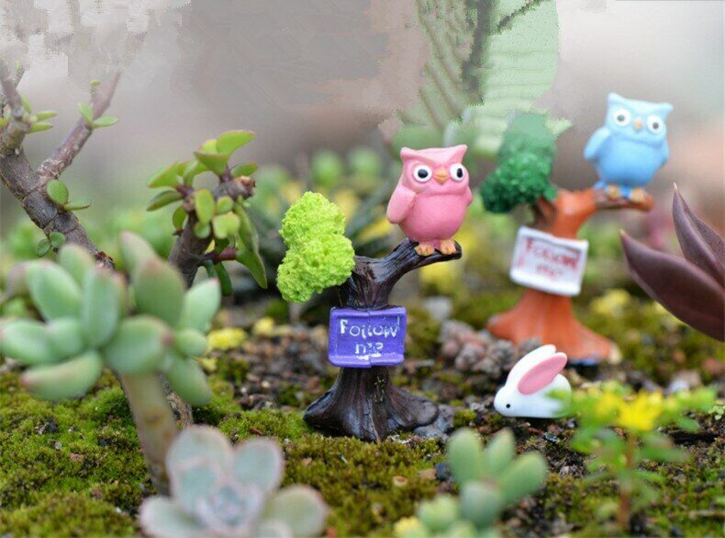Mini 2pcs Branch Owl Bottle Decoration Supplies Moss Micro Landscape Deco Garden