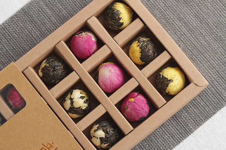 Yunnan Pu-erh Flower Tea Dragon Pearl 18 raw tea 6 flavor combination flower tea