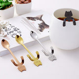 Stainless Steel Spoon Dinnerware Cat Coffee&Tea Spoon Kitchen Flatware Tableware