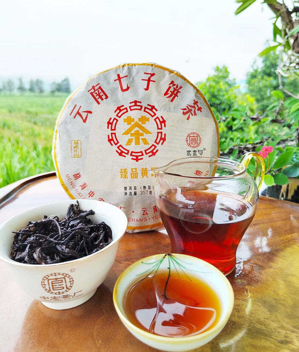 357g Yiwu Pu'er Ripe Tea Yunnan Seven Cakes Pu'er Tea HongJinYin Ripe Pu'er Tea