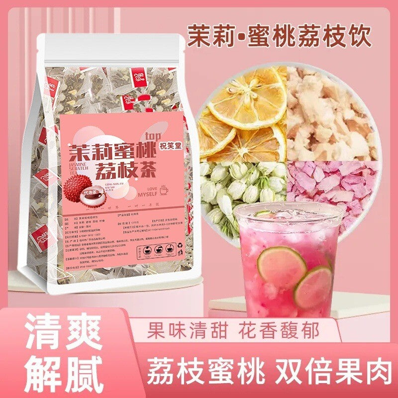 Refreshing Fruit Infused Herbal Tea Jasmine Peach Lychee Cold Brew Tea Bags Main image