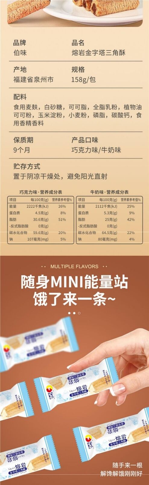 Perfect for Office,Lava Triangle Crisp Milk Filling Chocolate Wafer Snack
