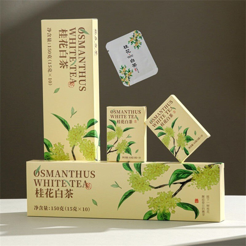 Floral Aged Shoumei Tea Cakes Luxury Gift Box Fuding Osmanthus White Tea