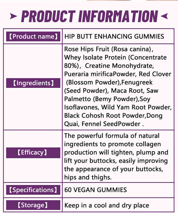 Hip Butt Enhancing Gummies Hip Big Butt Capsule 60 capsules/bottle