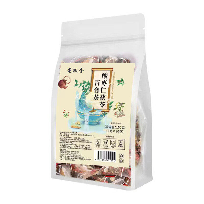 Sour jujube kernels Poria cocos lilies mulberries goji berries yams herbal tea