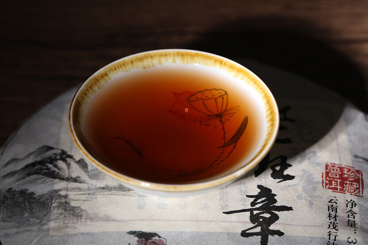 357g Yunnan OldPanzhang Puerh Ripe Tea Cake Menghai Flavor Pure Material