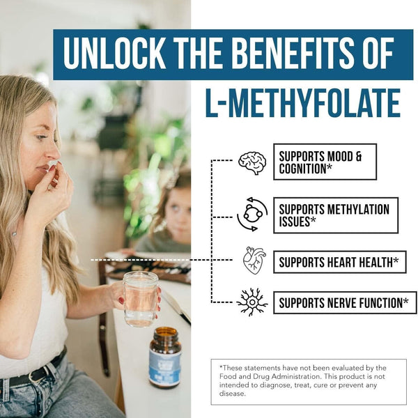 L-Methylfolate 5-MTHF Capsules - High-Potency Folate Supplement 60 Serving