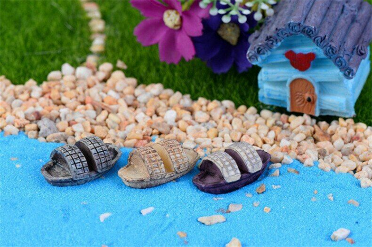 Mini 4pcs Garden Deco Creative Handicrafts Umbrella Boats Decoration Supplies