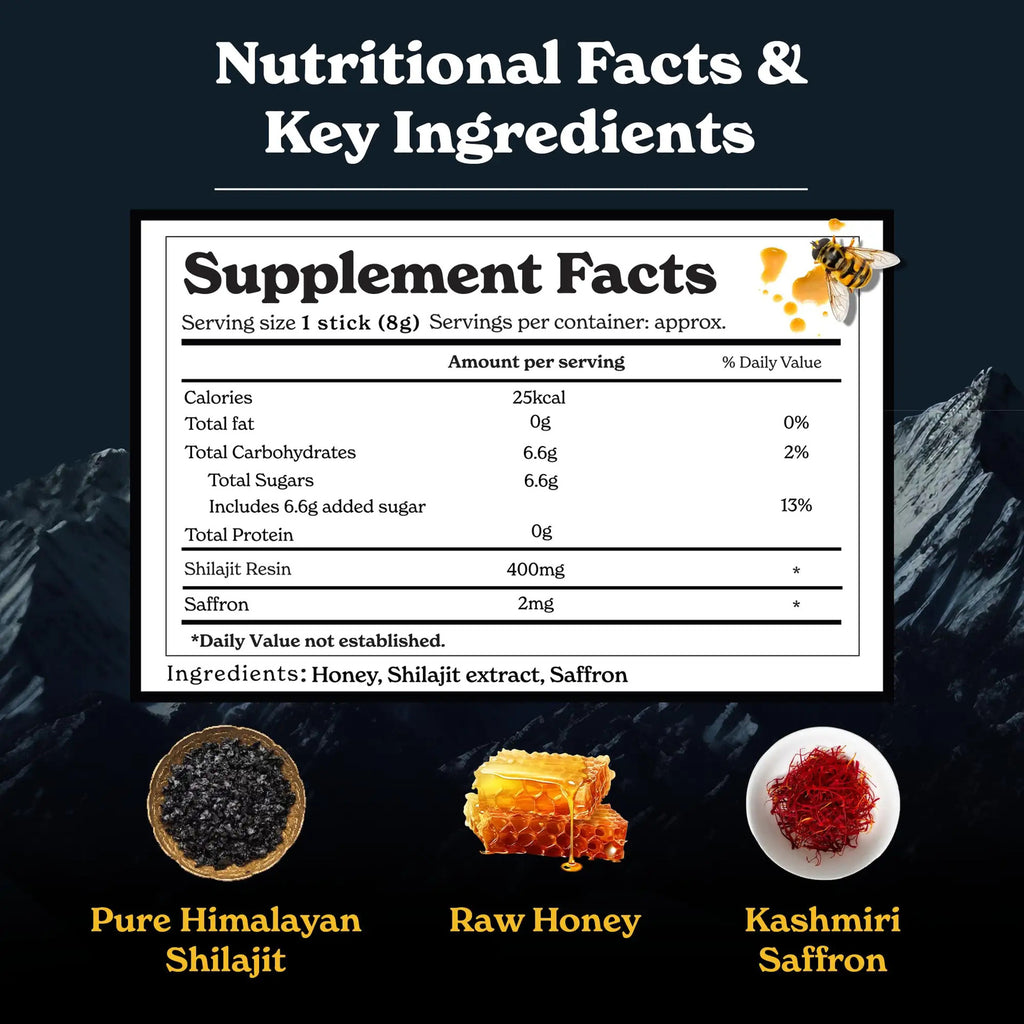 Pure Himalayan Shilajit Sticks with Organic Honey Naturally Sweet