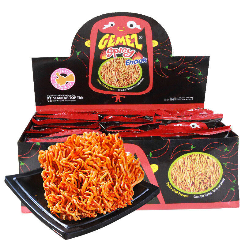 GEMEZ Indonesia Crispy Noodles Spicy Snacks Dried Instant Noodles 30 Pack 420g