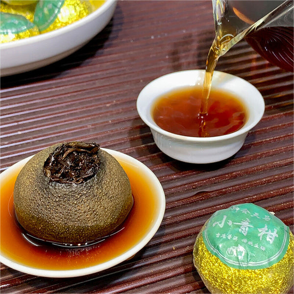 Xinhui Raw Sun-dried Xiaoqingkang Chen Pi Palace Golden Bud Puerh Ripe Tea 500g