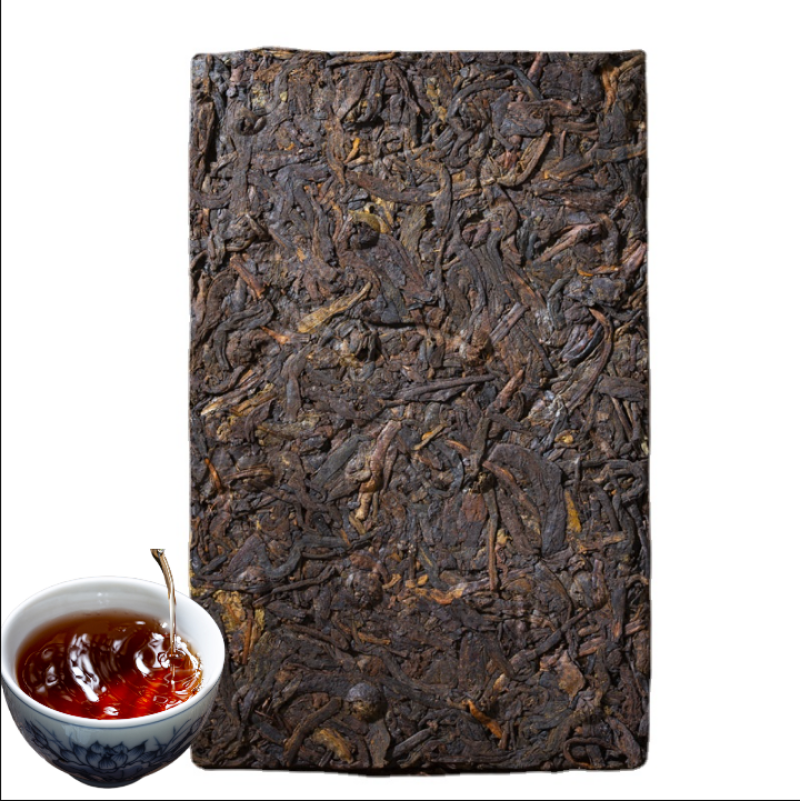 Puerh Ripe Tea Brick Amber Gold Brick Menghai Ancient Tree Tea 250g/8.8OZ