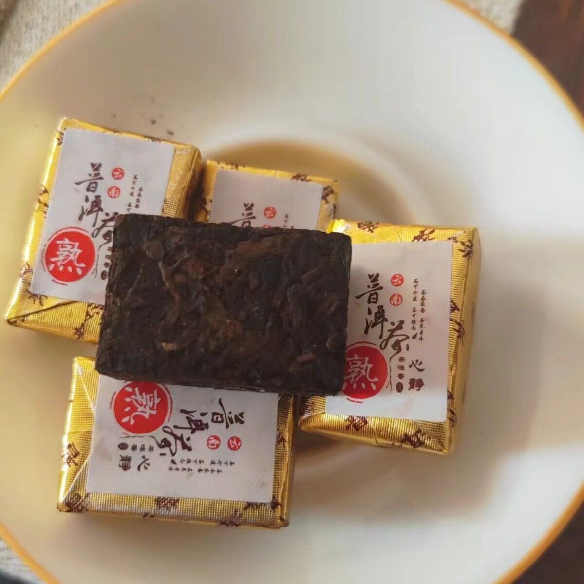 Premium Yunnan Pu-erh Ripe Small Gold Brick 500g Raw Tea Mini Tuocha Main image
