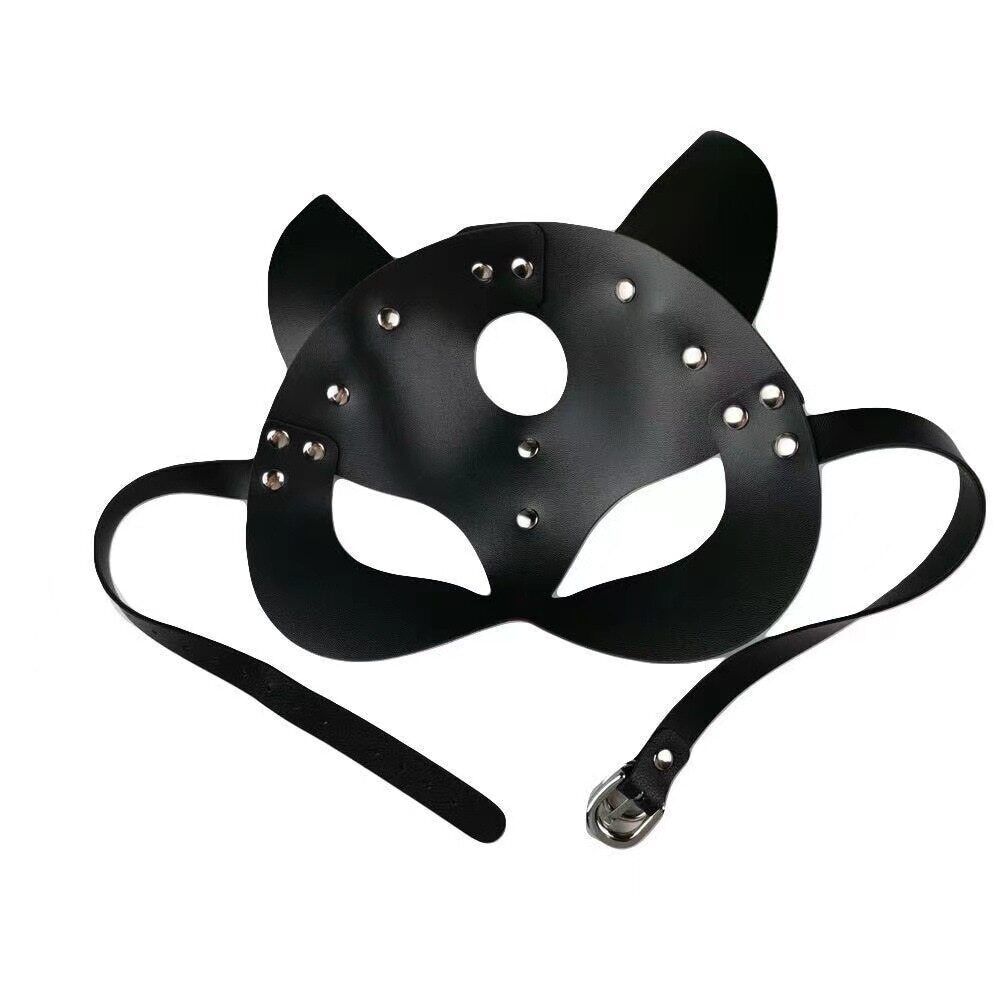 BDSM Leather Sex Restraint Bra Sex Collor Fox Mask for Adult Sex Games