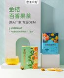 Freeze dried citrus, passion fruit, honey tea, lemon slices, flower fruit tea