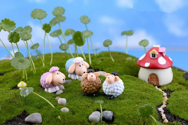 Figurines 2pc Long Ears Sheep Resin Decoration Moss Micro Landscape Deco Garden