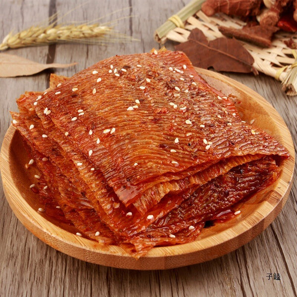 Old style spicy snacks, hand peeled tofu skin, no sweetness spicy strips 80g