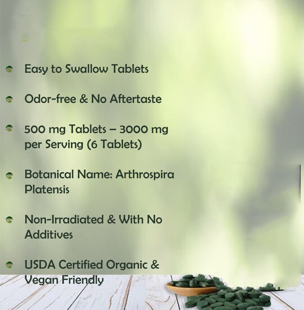 Organic Spirulina Tablets, 3000mg Per Serving, 1250 Tablets - Superfoods Secondary image