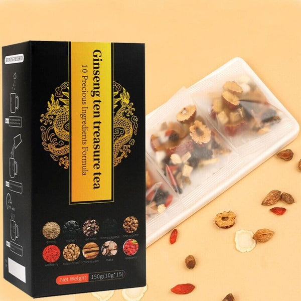 Ginseng Treasure Tea 10 Ingredients Premium Herbal Goji Blend Natural