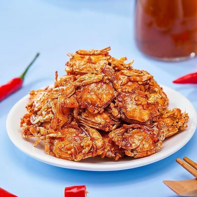 Instant Spicy Small Sea Crab Seafood Snack Ready to Eat 即食香辣小海蟹海鲜小吃甜辣香脆小螃蟹