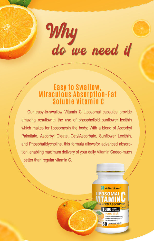 Winstown Vitamin C 1000mg Tablets Multvitamin Candy Immune 60 Tablets/bottle