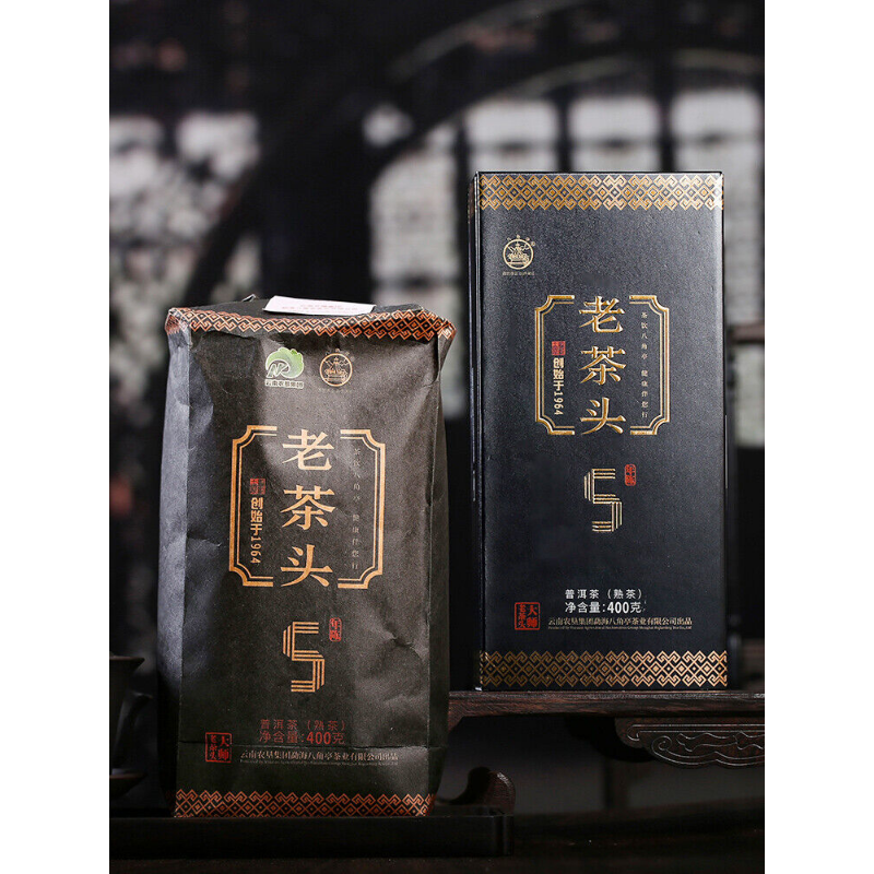 Ba Jiao Ting Pu-erh Pu'er Aged Puer Tea Ripe Cha 400g LAO CHA TOU Secondary image