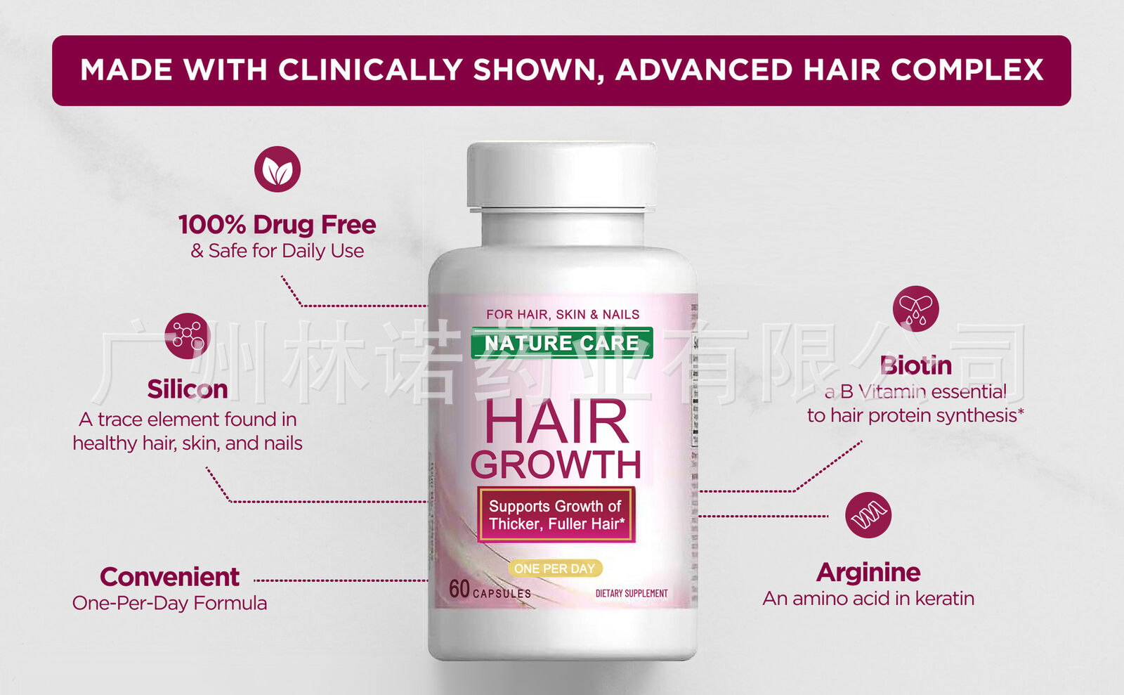Hair Growth |Supports Growth of Thicker,Fuller Hair,60 Count 2bottles