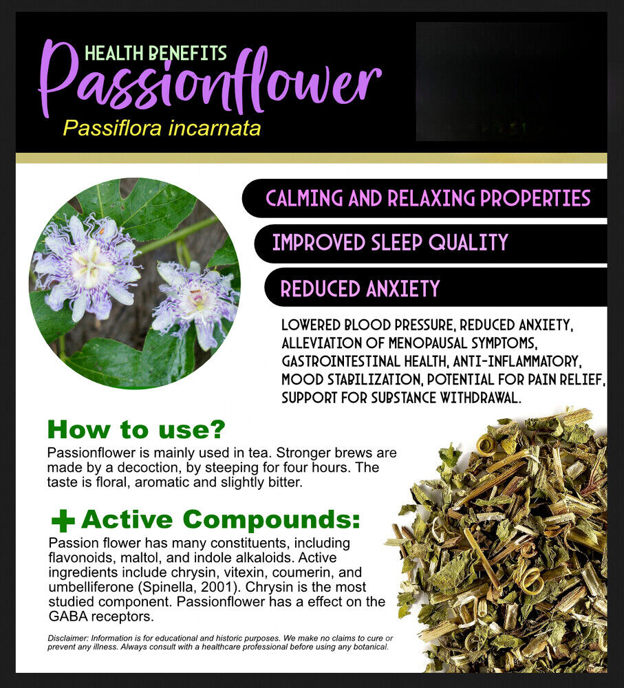 Passion Flower Tea dried Herb Cut Sifted passiflora passionflower 8.8oz