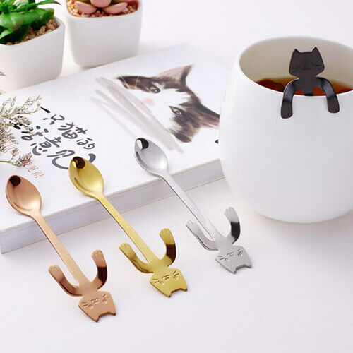 Stainless Steel Spoon Dinnerware Cat Coffee&Tea Spoon Kitchen Flatware Tableware