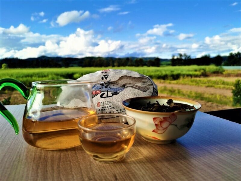 Nannushan Raw Pu'er Tea Cake Yunnan Meng Ma Pu'er Tea Leaves Cake Tea 12.6oz