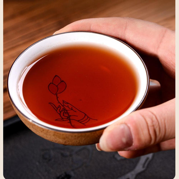 200g Aged Fragrant Grain Tea Yunnan Ancient Tree Ripe Pu-erh Tea Qizi Cake