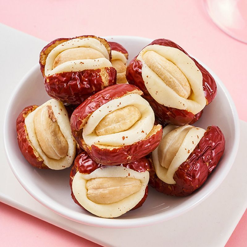 Dates with cashew milk dates Red dates with cheese and nuts