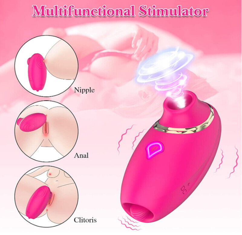 Sucking Vibrator Clit Licking Tongue G-spot Dildo Oral Sex Toys for Women Rose