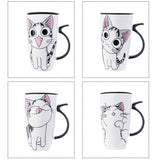 Coffee Cup With Lid And Spoon Cartoon Cat Milk Tea Cup Novelty Gift Ceramic Mug