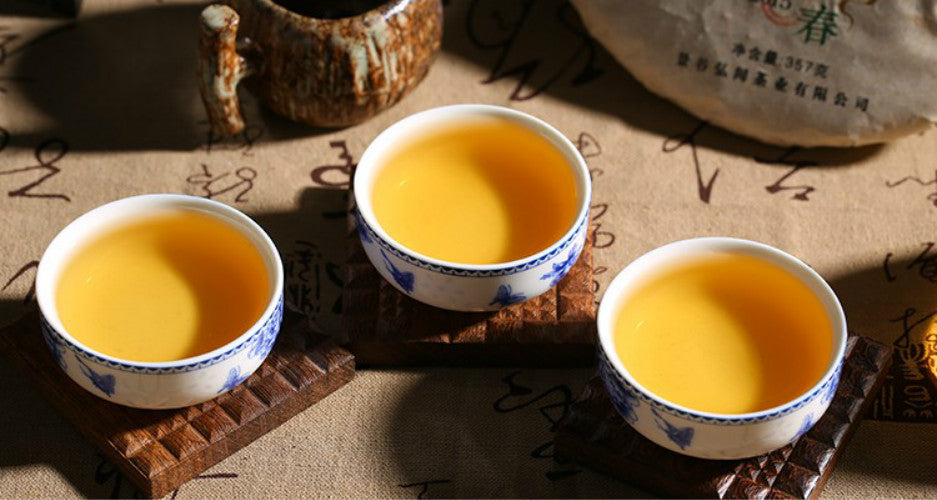 Raw pu-erh tea cake green food Yunnan menghai puer tea 357g chinese sheng cha