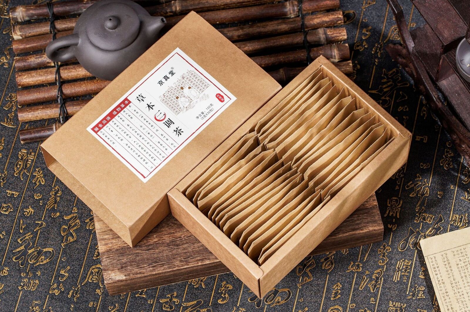 Herbal Three-Tonic Tea with Cassia, Lotus Leaf, Corn Silk & Mulberry Leaf,30 Tea