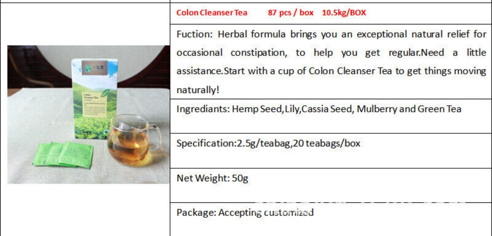 Changrun Colon Cleansing Tea 2.5gx20 Herbal Slimming Detox