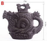 China Traditional Ceramic Tea Pot Dragon Phoenix Tea Kettle Purple Clay Tea Set
