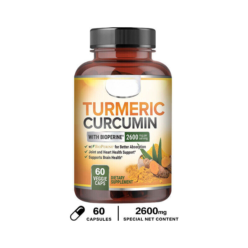 Turmeric Curcumin Highest Potency 95% 2600mg with BioPerine Black Pepper Extract
