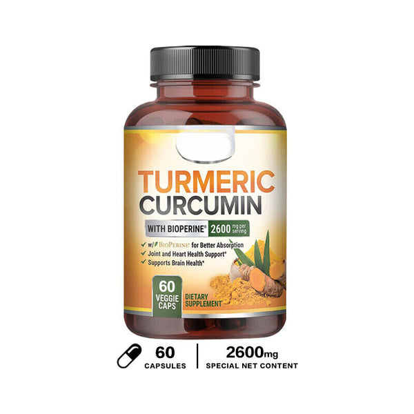 Turmeric Curcumin Highest Potency 95% 2600mg with BioPerine Black Pepper Extract