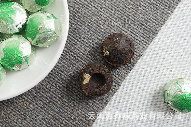 500g Yunnan Ripe Pu'er Tea Lotus Leaf Flavored Ripe Pu'er Mini Tuo Tea