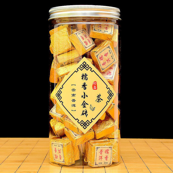 Yunnan Menghai Aged Ancient Tree Gongting Ripe Tea Mini Golden Brick Pu-erh Tea