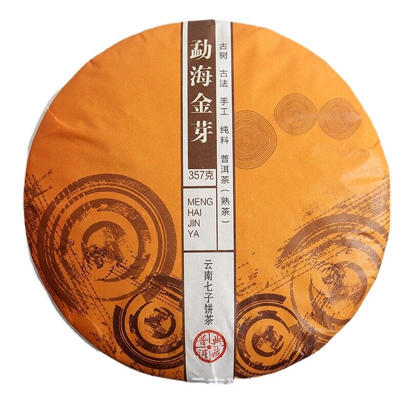 357g Aged Puerh Ripe Tea Menghai Golden Bud Seven Seed Cake Tea Yunnan Pu'er Tea Main image