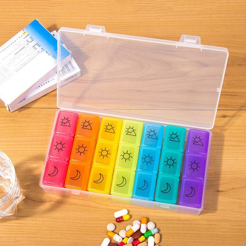 Medicine Cases 1Pc 7 Days 21 Grids Handy Seven Colors Travel Kit Classification Main image