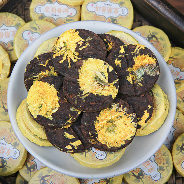 500g Ripe Pu'er Aged Tea  Chrysanthemum Pu-erh Tea Cake Small Tuo Tea